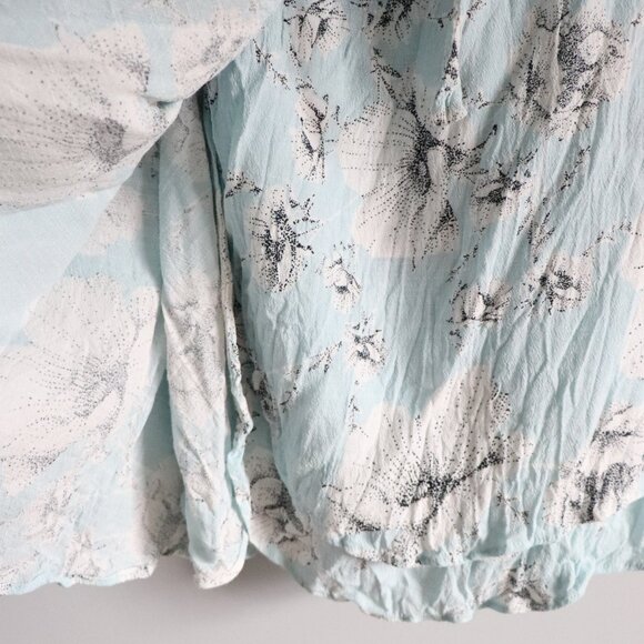 Free People Womens Blue Sz L French Quarter Mini Floral Wrap Sleeveless Dress - Picture 10 of 15